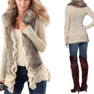 Faux fur open sweater